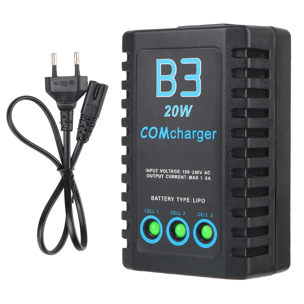 Светодиодные фонари EU Plug 2S-3S RC Balance Charger AC 7.4-11.1V 20W For Car Helicopter Компактное балансное