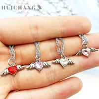 10pcs wings diamond heart pendants handmade earrings making mini charms diy jewelry findings necklace bracelet accessories
