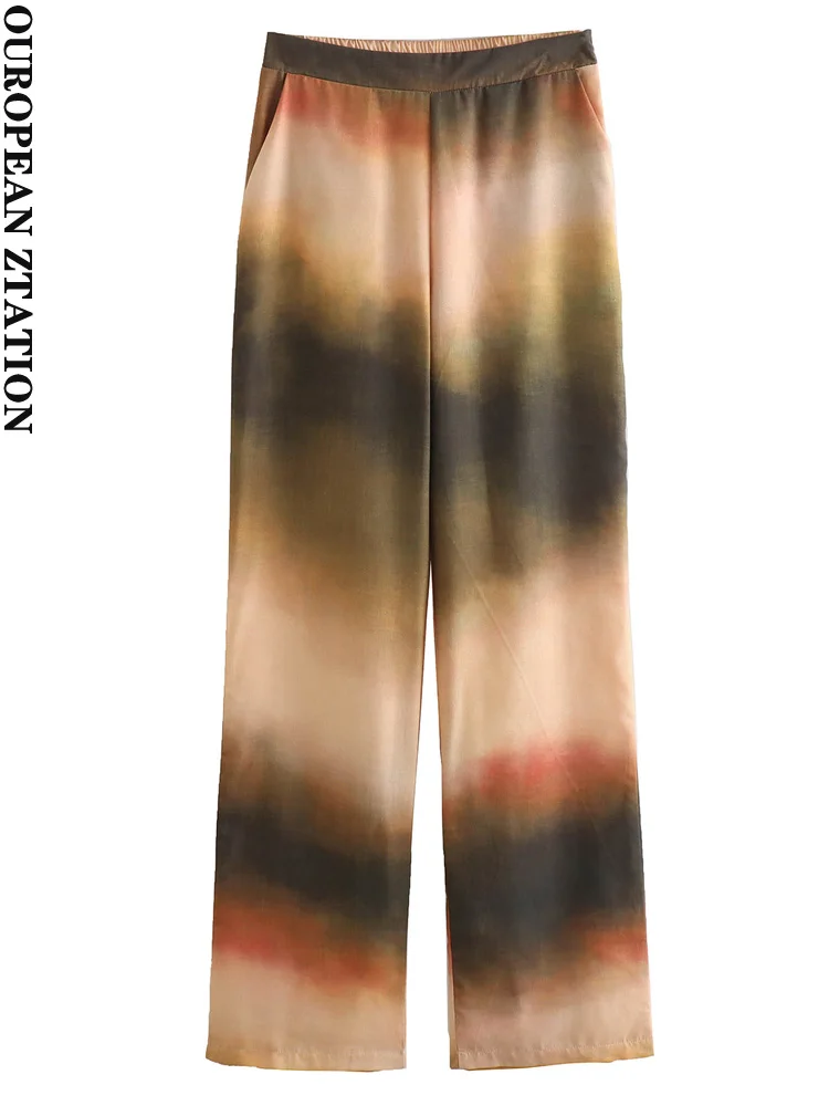 

Женские брюки PAILETE с боковыми карманами и принтом, винтажные брюки с завышенной талией и боковой молнией, 2023