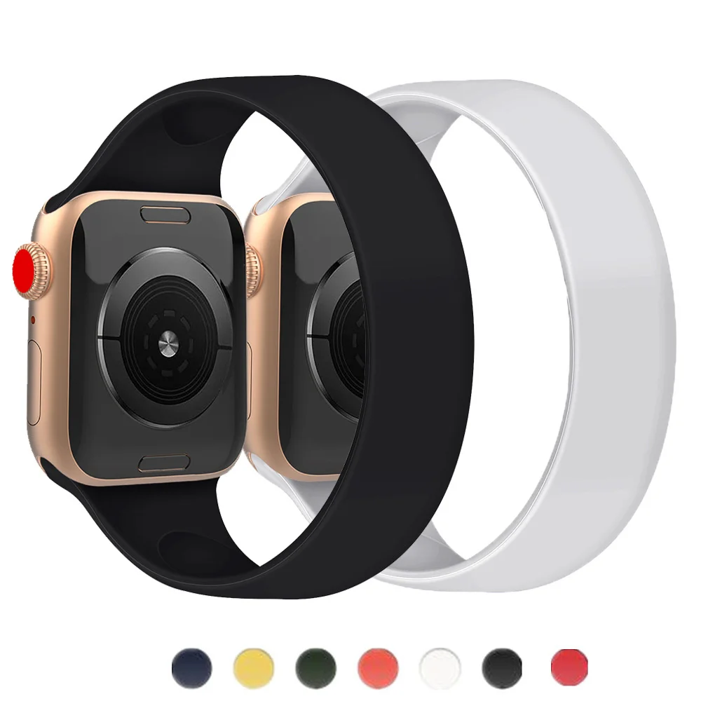 

Solo Loop Strap For Apple Watch Band 40mm 44mm 45mm 49mm/41mm 42mm Elastic Silicone bracelet iWatch series ultra 8/7/6/5/4/3/SE
