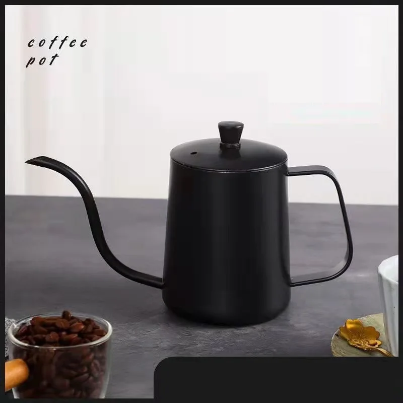 304 stainless steel Hand brewed Coffee pot thickened Narrow long mouth pot with cover fancy pour-ver coffee