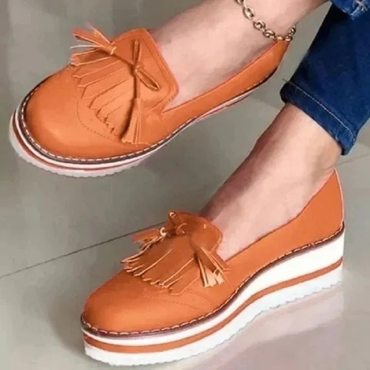 

Womens Loafers Shoes Round Toe Shallow Mouth Slip-on Casual Female Sneakers Fringe Flats Big Size New Slip On Tassel Dress Leisu