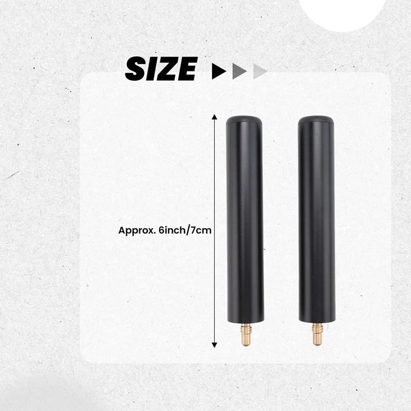 2PCS Cue Stick Extender 6Inch Billiards Pool Extension For Billiard Cues Black