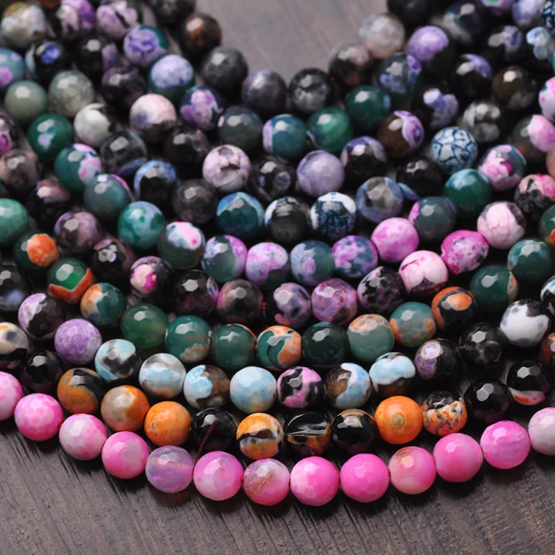 

20pcs Round Facet 8mm Natural Colours Agate Stone Rock Loose Beads for Jewelry Making DIY Bracelet