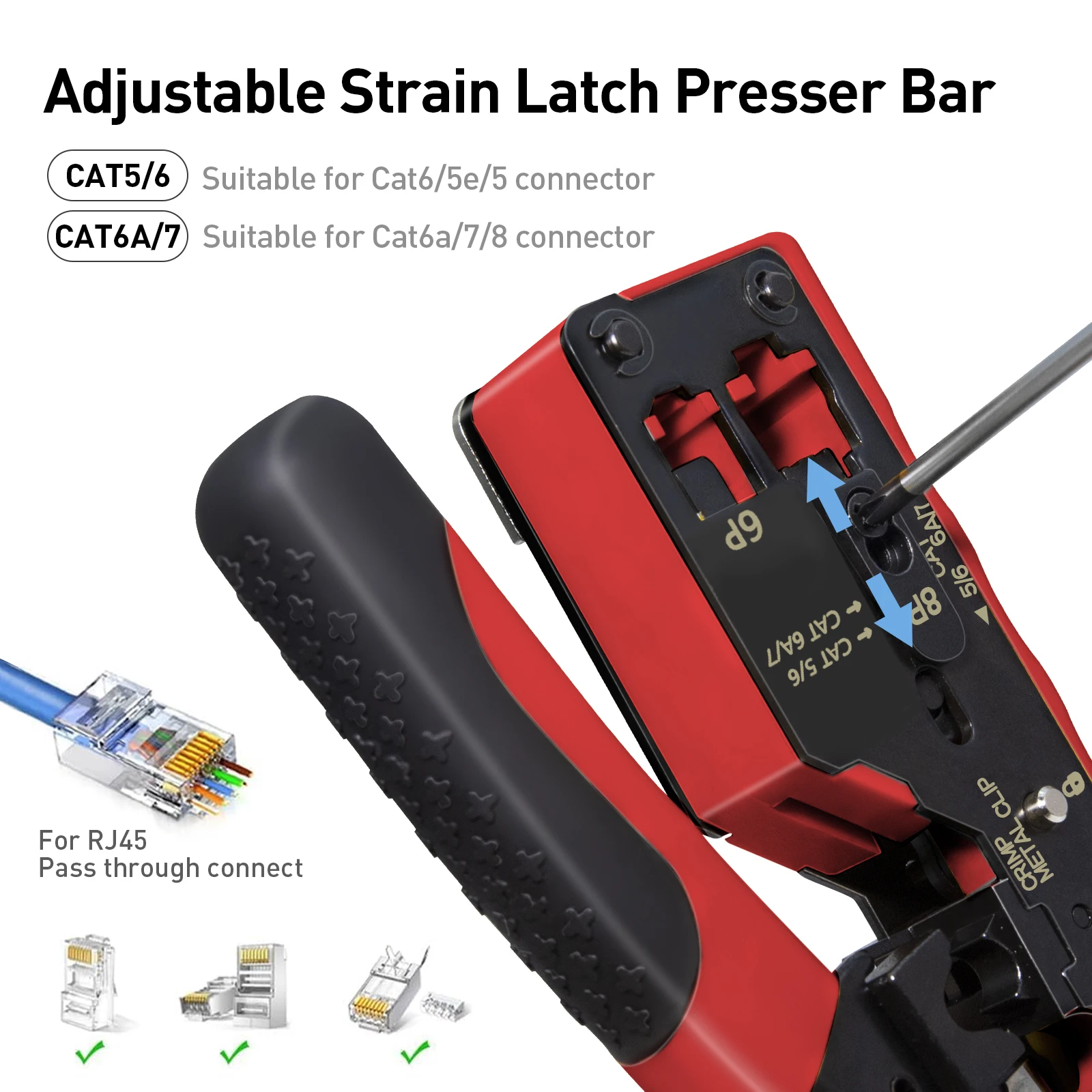 Обжимной инструмент ZoeRax RJ45 для разъемов Ethernet Cat7 Cat6a Cat6 Cat5e, кусачки для проводов, щипцы Ethernet со сменным лезвием (art.: 3920cb7e42a8a) - 3920cb7e42a8a