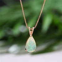 new plated chain pendant drop opal necklace beauty