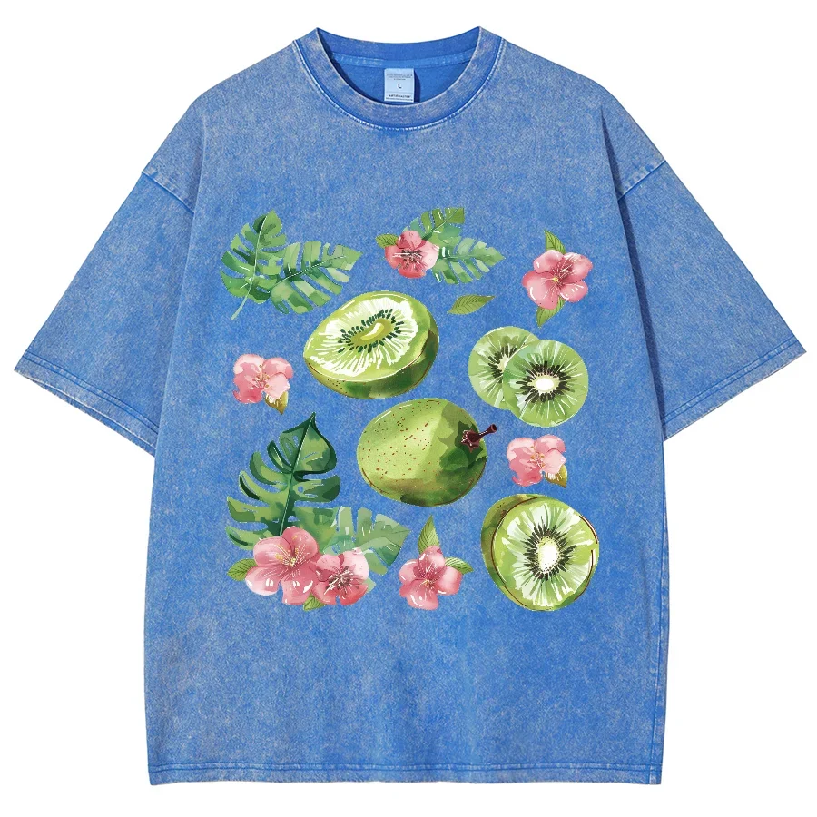 Футболка оверсайз с коротким рукавом и принтом фруктов киви