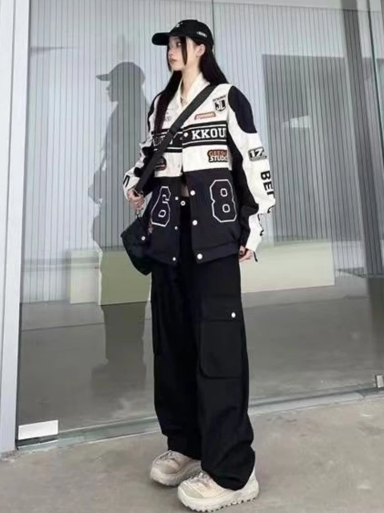 Куртка-бомбер в американском ретро-стиле мотоциклетная бейсбольная куртка с