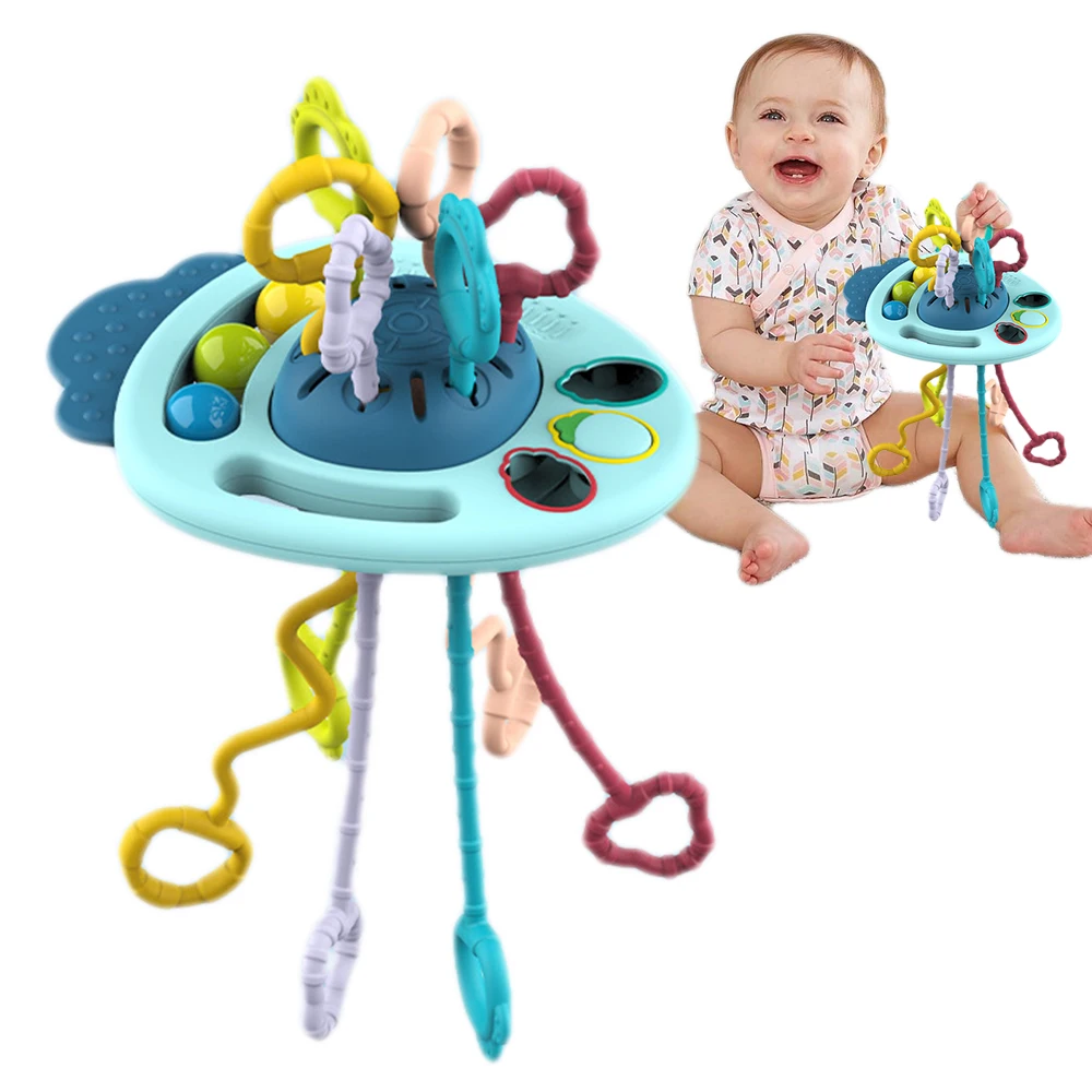 

Montessori Sensory Toys Silicone Pull String Toys Baby Activity Motor Skills Development Educational Toy for Babies 1 2 3 Year