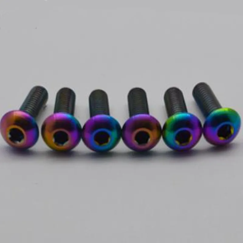 

6-10pcs Rainbow colour titanium screw GR2 ISO7380 M3 M4 M5 M6 Colourful Titanium Hex Hexagon Socket Button Head Screw