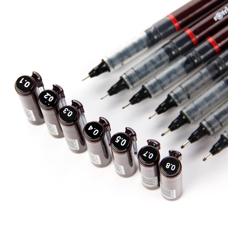 Фото Графические ручки Rotring Tikky Pigma Micron Fine Pens, тонкие линеры 0.1, 0.2, 0.3, 0.4, 0.5, 0.7 мм, чернильные ручки для рисования, товары для художественных школ №4