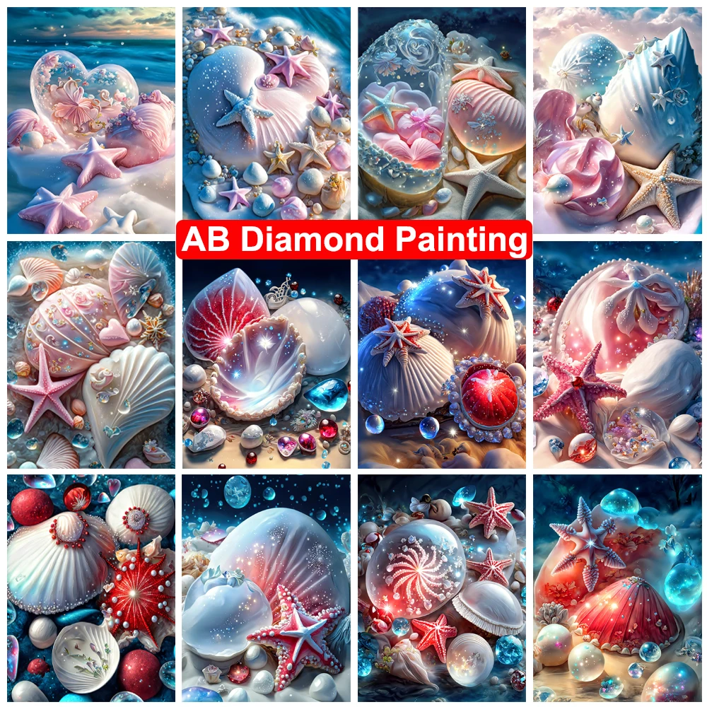 

5D DIY Diamond Painting Fantasy Shell Starfish AB Drill Diamond Embroidery Seaside Scenery Mosaic Cross Stitch Kits Home Decor