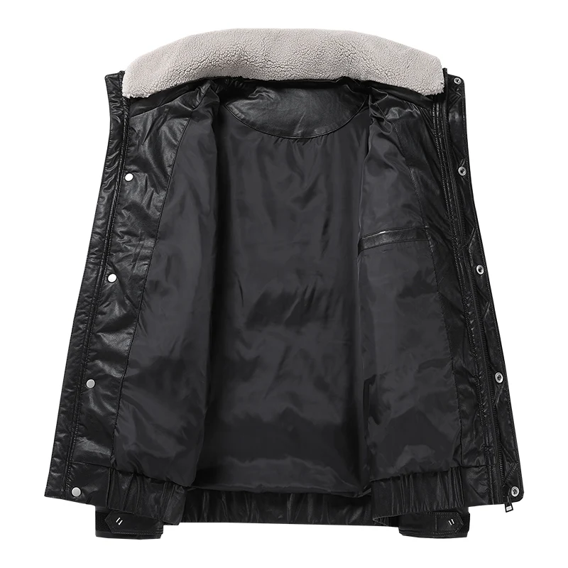 2023 Brand New Winter Mens Down Jackets Fashion Fur Collar Warm Padded Coat Classic Solid Color Business Casual Down Jacket Men
