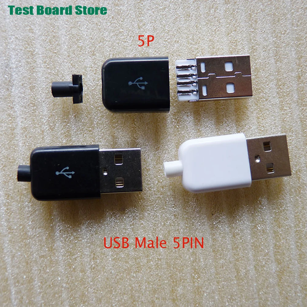 

Test Board 1pc 3 in 1 DIY USB 2.0 A Male Connector 5P Solder Weld Plastic Shell Adapter Plug Socket Power Charging Cable Wire