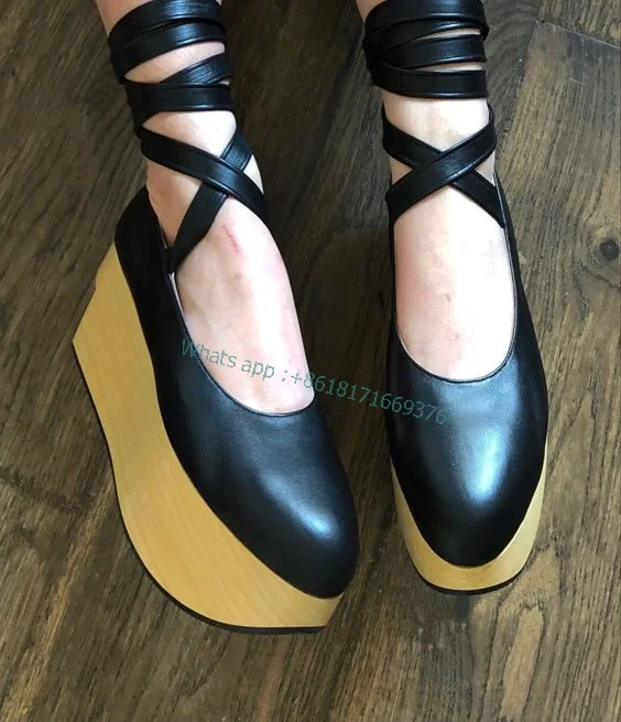 Women Wedges Round Toe Lolita Cute Shoes Ankle Strap Platform Dress Sandals Party Spring 2023 Lady Shoes Design Strange Heel