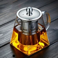 350550750950ml borosilicate glass teapot heat resistant square glass teapot tea infuser filter milk oolong flower tea pot
