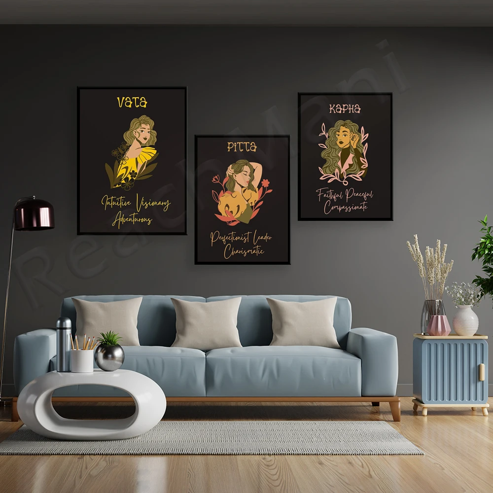 Аюрведический принт Doshas плакат Ayurveda Vata Pitta Kapha Dosha Wellness Holistic