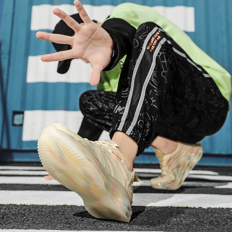 SALUDAS Men Sneakers Non-Slip Free Flexible Shoes Mesh Breathable Sneakers Light Running Shoes Air Cushioning Sports Shoes