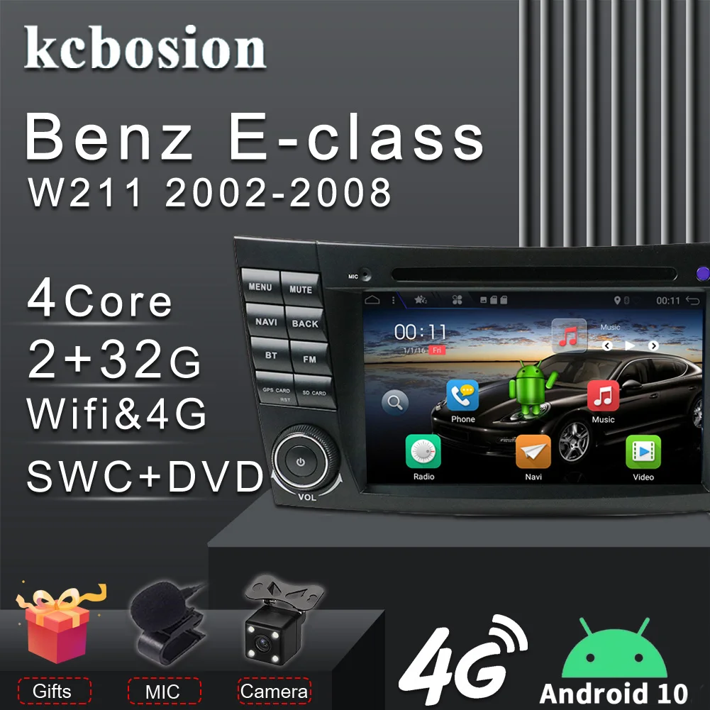 

Автомагнитола Kcbosion, мультимедийная стерео-система на android 10, для Mercedes Benz E-class W211, E200, E220, E300, E350, E240, E270, E280, W219, типоразмер 2 din