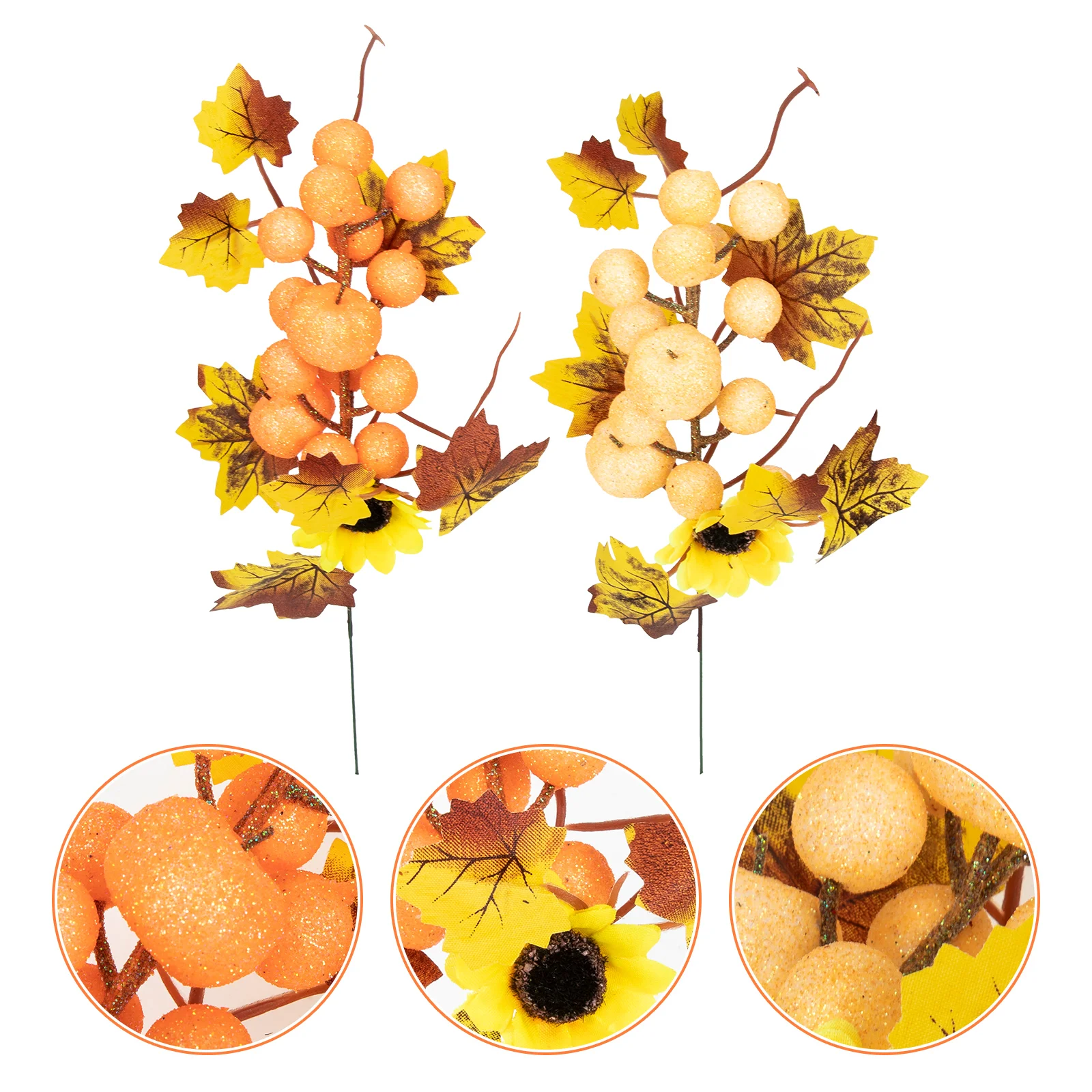 

2Pcs Fall Flowers Artificial Maple Leaf Delicate Branches Decors Floral Arrangements for Table Diy Home