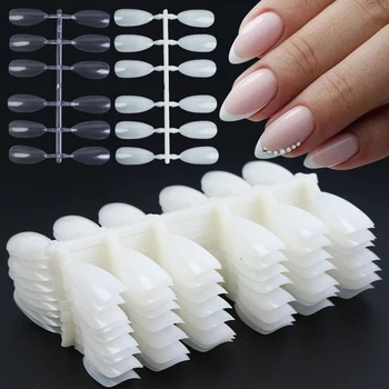 120pcs Stiletto False Nail Art Tips Natural Clear Full Cover Gel Polish Display Acrylic Practice Palette Manicure Tools JI1030-1 1