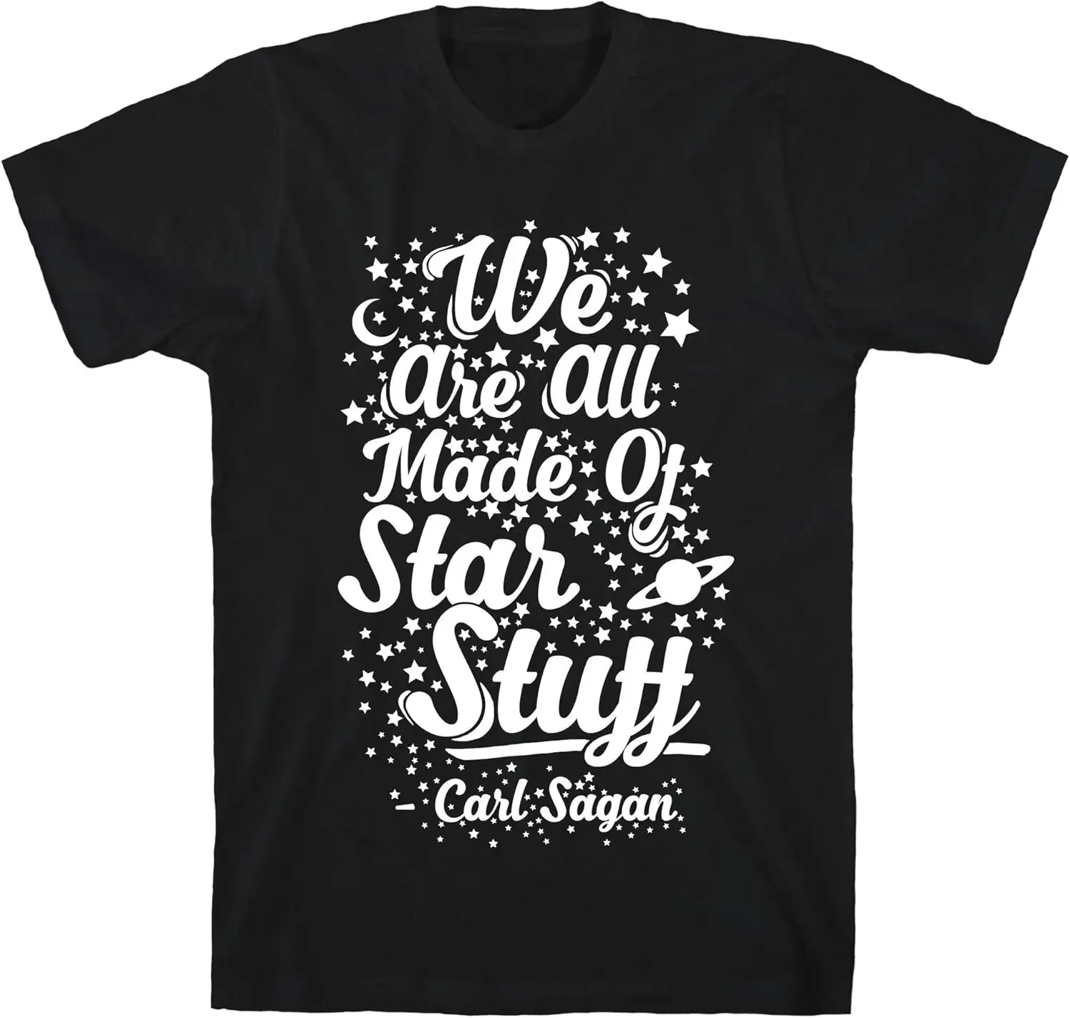 LookHUMAN Черная мужская хлопковая футболка Starstuff с цитатой Карла Сагана