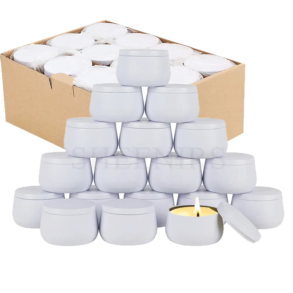 

Sheenirs 24pcs 4 OZ 8 Oz Metal Candle Tins with Lids Empty Candle Jars Metal Tin Containers for Making Candles Storing Snacks