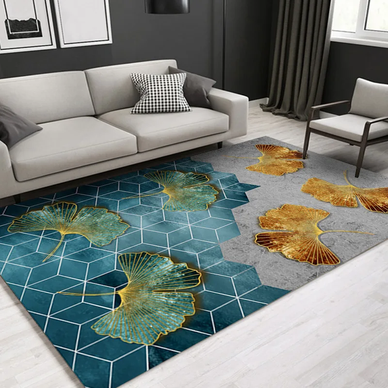 

Modern Minimalist 3D Printed Carpet Standing Chinese Feather Living Room Lounge Carpet Coffee Table Mat Guest Room Floor Mat