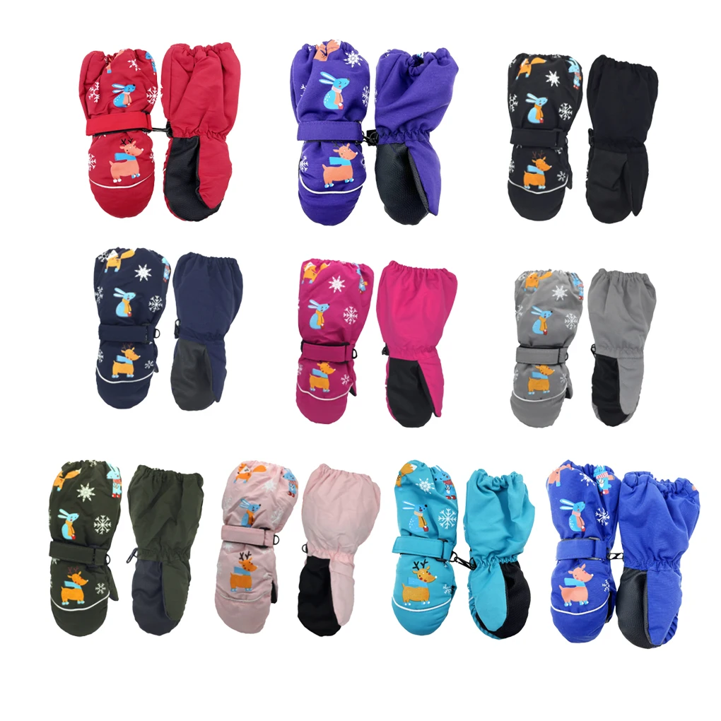 

1 Pair Kids Mittens Winter Waterproof Gloves Cartoons Protective Tools Patterns Outdoor Activities for Cold Weather red S