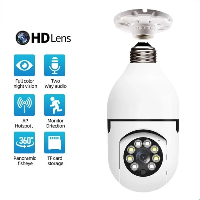 

1080P Wifi Wireless Surveillance Camera Auto Tracking IP Camera PTZ Night Vision CCTV Camera Security Baby Monitor E27 Interface