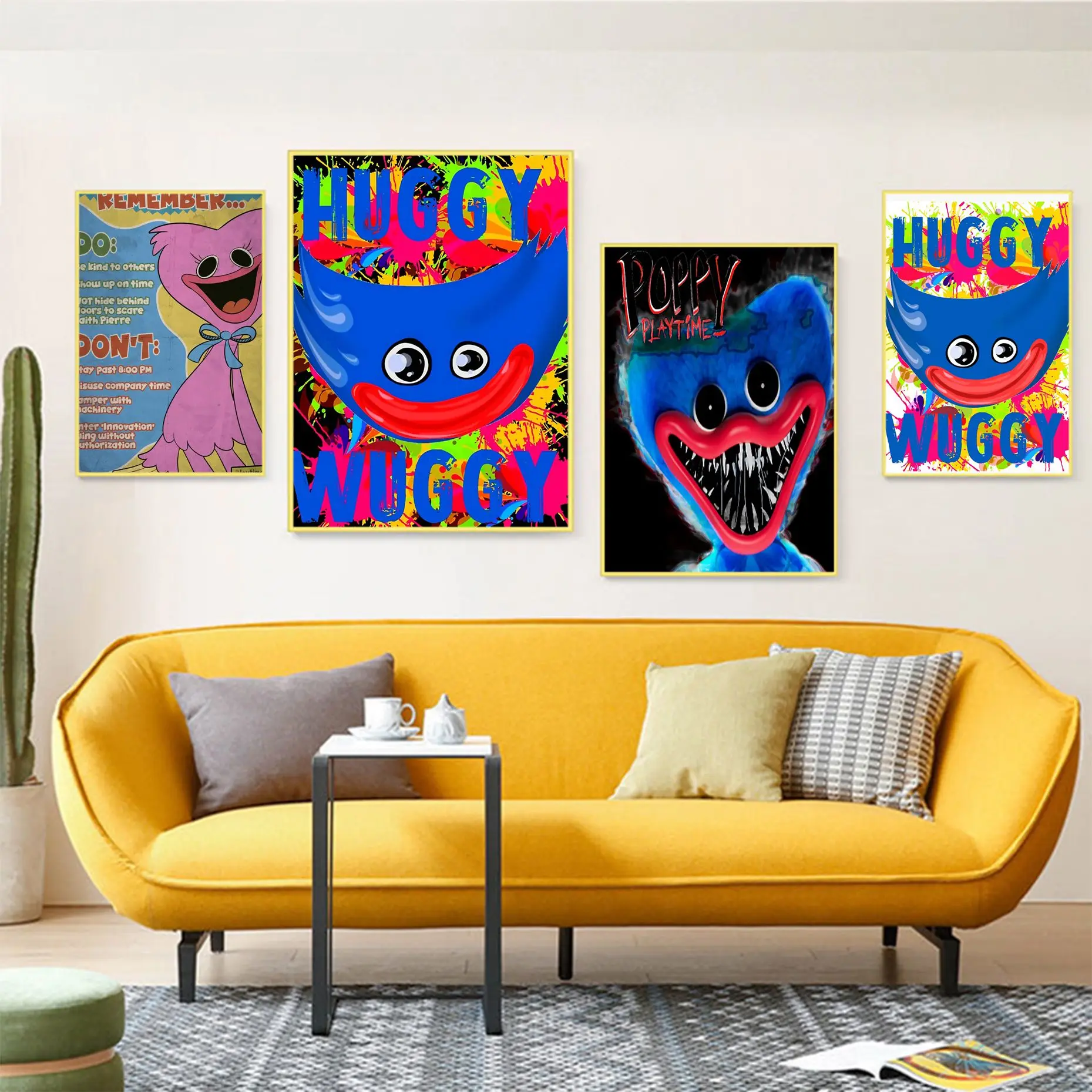 

Disney Huggy Wuggy Playtime Game DIY Poster Decoracion Painting Wall Art Kraft Paper Room Wall Decor
