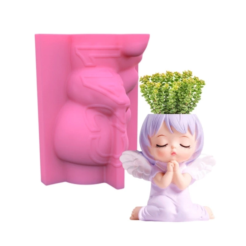 Angel Flowerpot Silicone Mold Succulent Planter Concrete Mold Pen Holder Mold 264E
