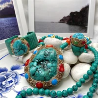 turquoise necklace bracelet ring ladies jewelry set personality trend fashion luxury party show wedding clothing accessories