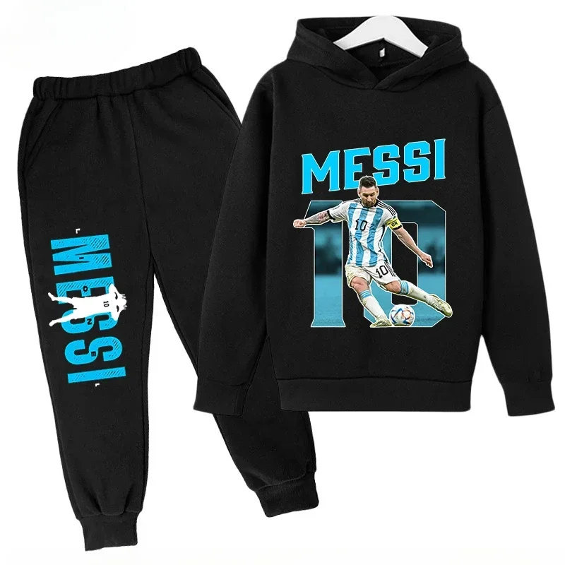 Children's Hoodie Set Plus Sweatshirt Pants Sports 2-piece for Boys and Girls Messi Printed Clothing Baby Clothes