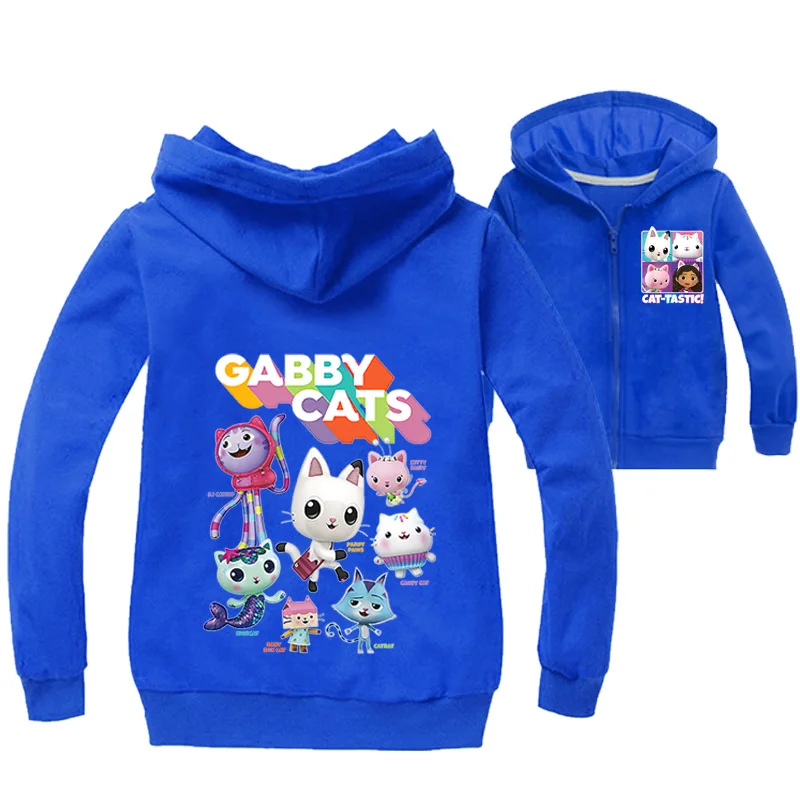 

Толстовка с капюшоном для кукольного домика аниме Gabbys, детский пуловер, толстовки на молнии для маленьких мальчиков, кавайная кошачья тасти...