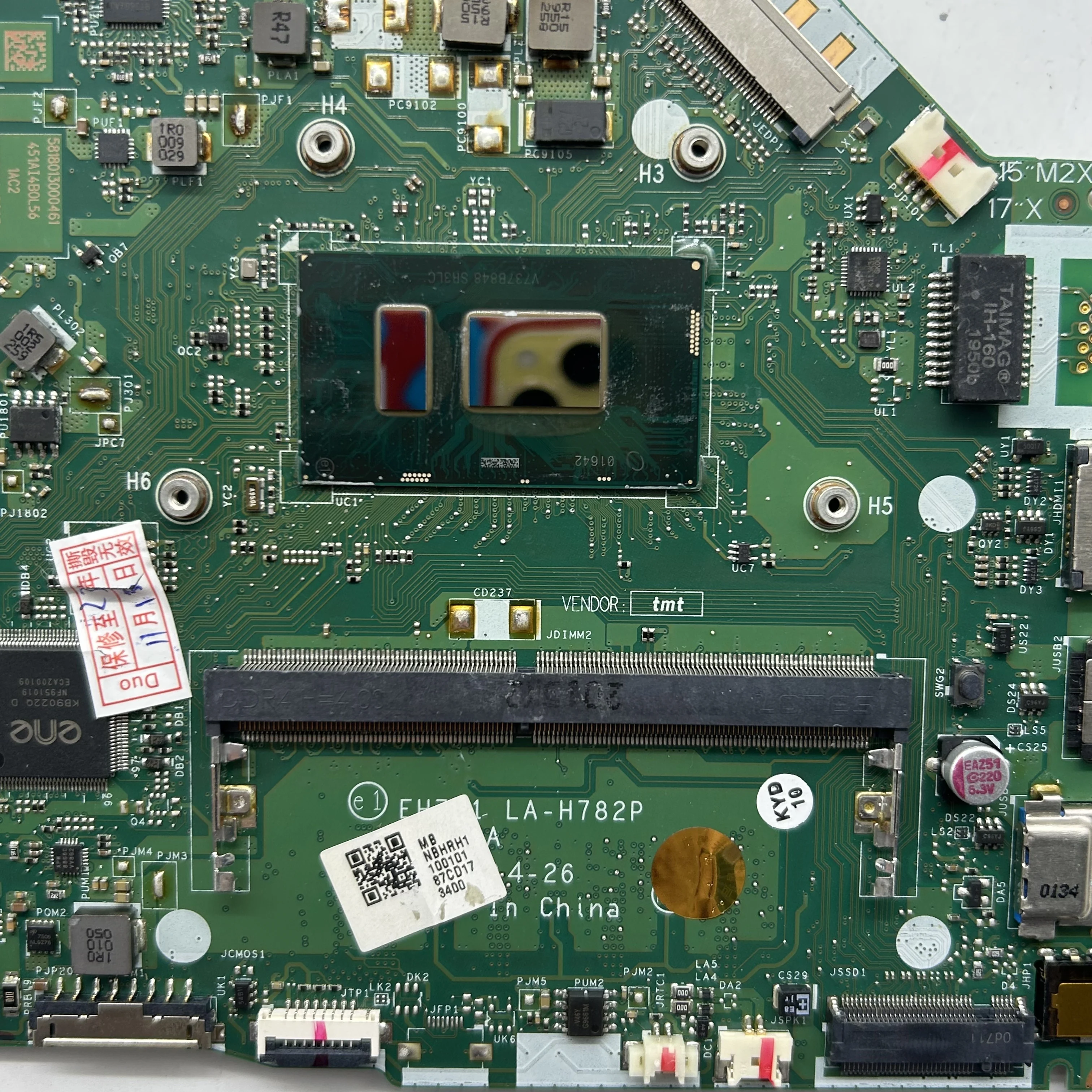 EH7L1 LA-H782P для ноутбука ACER A315-51 с процессором I7-8550U 100% полностью тестовая работа