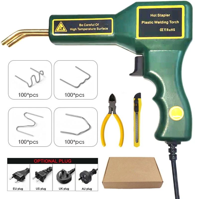 Plastic Welder Gun Hot Stapler 70W Portable Welding Machine Household Soldering Iron for Plastic Bumper Repair Kit Garage Tools