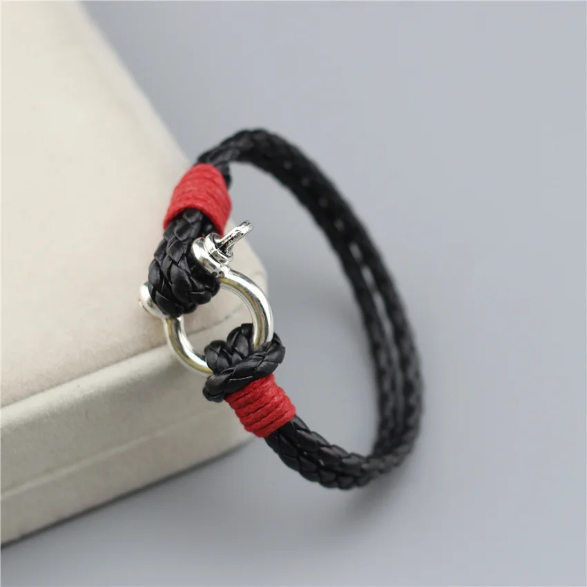 

Anslow Brand Fashion Jewelry Retro Antqiue Silver Plated Special Button PU Leather Bracelet Unisex Male Men Couple Gift