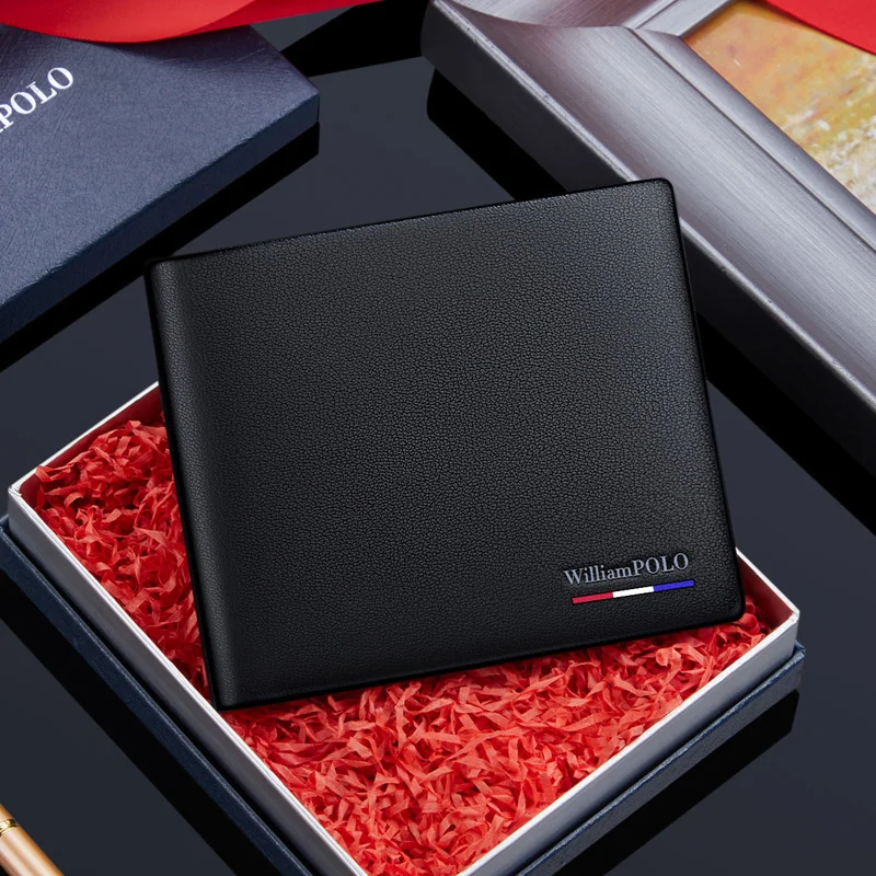 

Men's Leather Wallet fashion personality card holder multi-function clip Purse