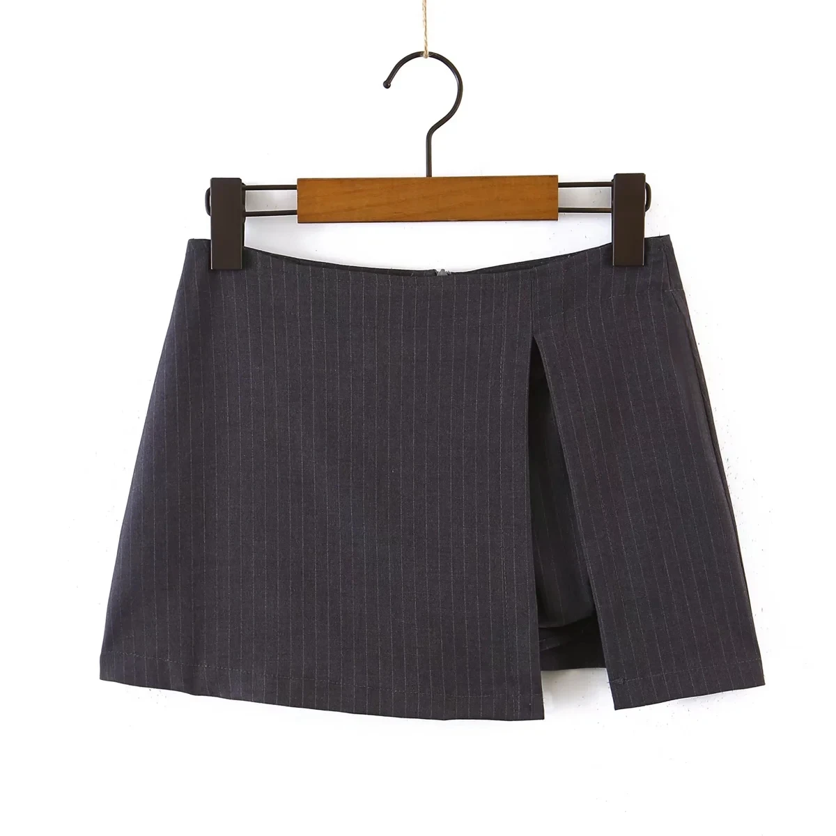 Dave&Di England Style Ins Fashion Short Blogger Vintage Grey Striped High Wasit A-linen Culottes Women Casual Shorts Women