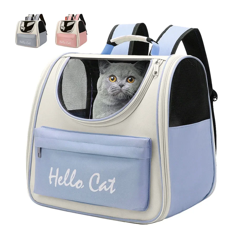 

Large Capacity Portable Mesh Cat Carrier Backpack Outdoor Travel Bag with Pocket for Cats Puppy Kitten, Perfect for Traveling.