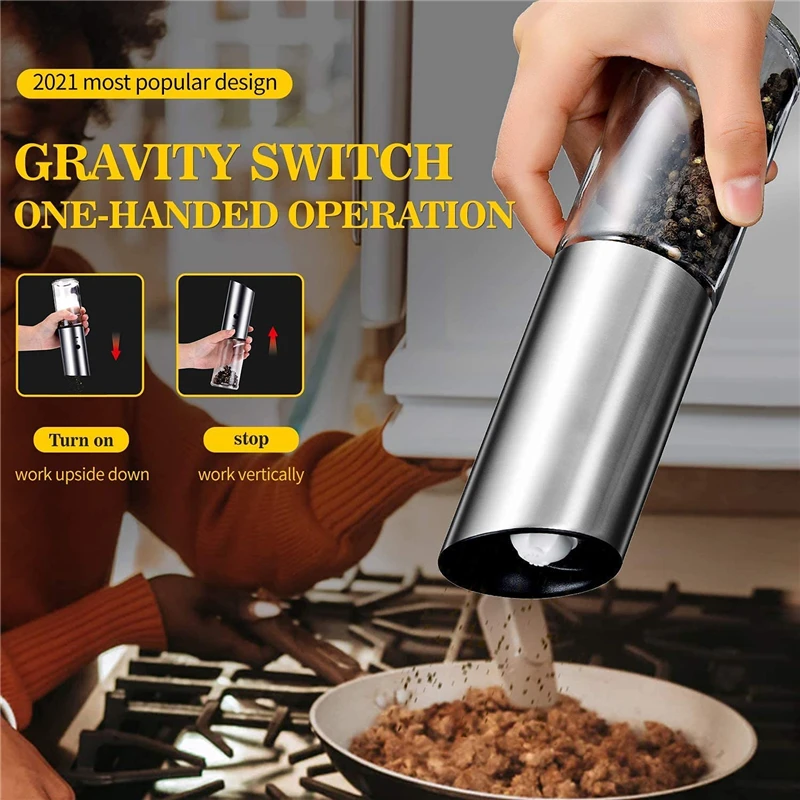 

Electric Salt and Pepper Grinder USB Rechargeable Pepper Mill Adjustable Coarseness Automatic Spice Milling Machine Kitchen Tool