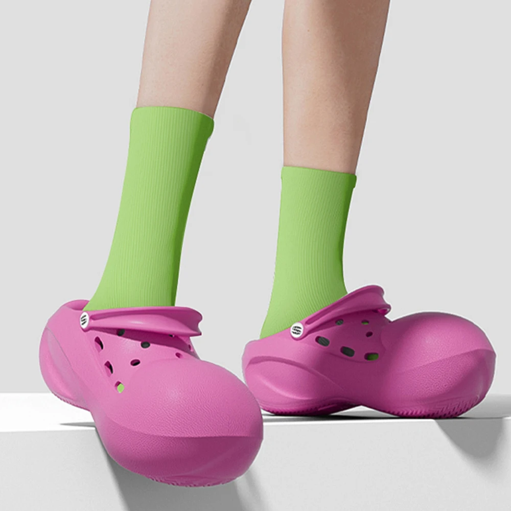 New Summer Clogs for Women EVA 5.5cm Thick Bottom Slippers Cute Big Head Mules Outdoor Beach Sneakers Slides Girl Hole Sandals