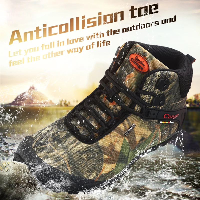 Outdoor Men's Waterproof Hiking Shoes Camouflage Men Tactical Shoes Camping Hiking Boots Non-slip Climbing Trekking Boots Men
