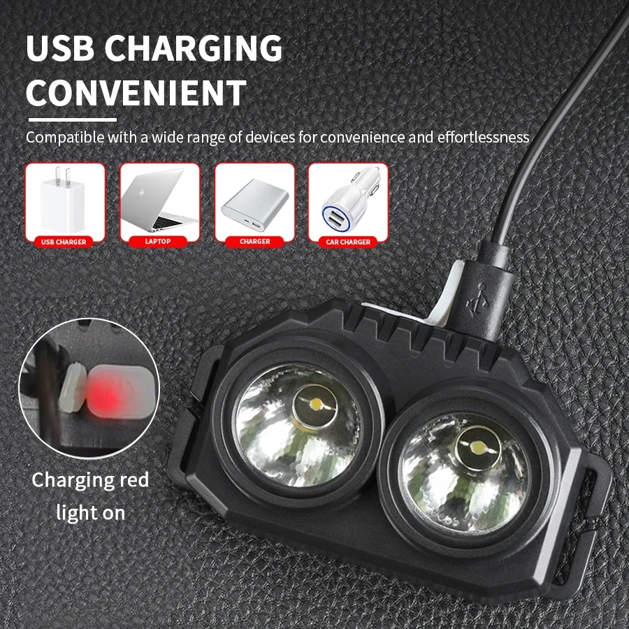Фото Мощный Двухцветный Налобный Фонарь F8led, Перезаряжаемый Через Usb, Белый И Желтый Свет №4