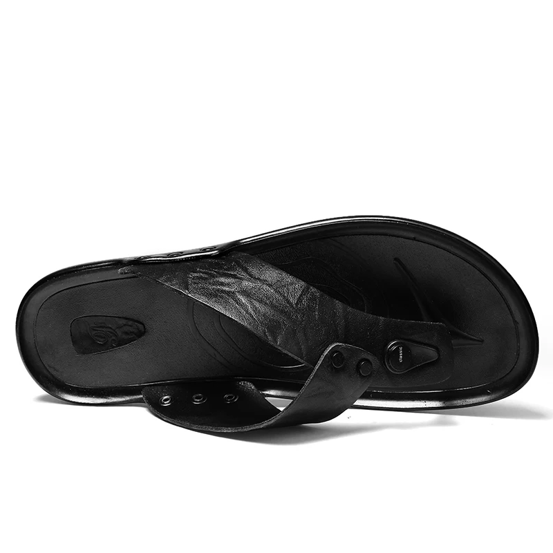 Hot Sale Leather Men's Vacation Beach Sandals Travel Leisure Outdoor Flip-Flops Lager Size Indoor Home Slippers 38-45#