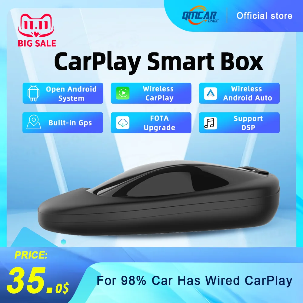 

ТВ-приставка Carplay, Android, автомобильная Беспроводная смарт-приставка Carplay с ии, интеллектуальные системы, встроенный GPS, 2 + 32 ГБ, для Volvo, VW Benz