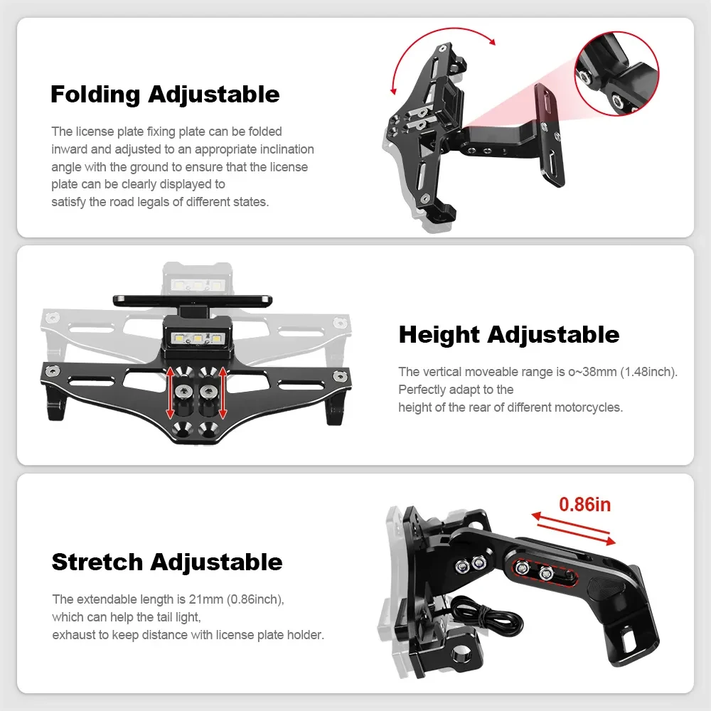 DSX 500 525 625 650 900 Держатель номерного знака Рамка номерного знака Светодиодный кронштейн для VOGE DS900X DS500X DS525X DS625X DS650X (art.: 3920cd4931fdd) - 3920cd4931fdd