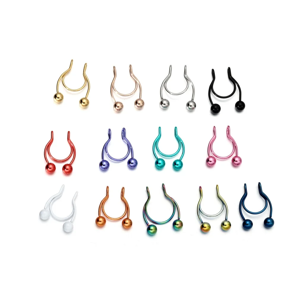 

1pcs New Fake Nose Piercing Fake Nose Ring Hoop Septum Rings Stainless Steel Colorful Fake Piercing Nose Piercings Jewelry