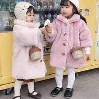 girls fur coat jacket cotton%c2%a0outwear overcoat 2022 pink warm thicken plus velvet winter autumn christmas childrens clothing